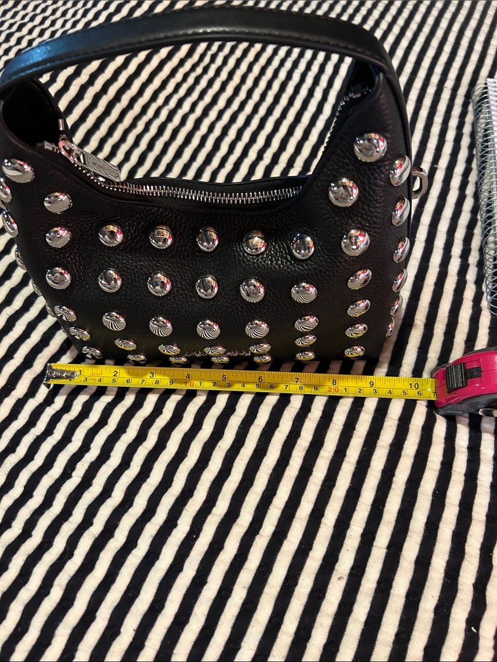 Michael Kors Black Pebbled Leather Mini Bag with Silver Studs - Picture 8 of 9